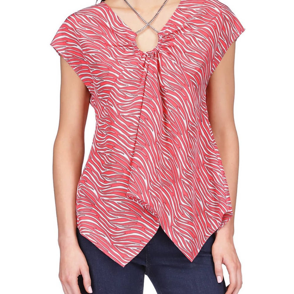 Michael Kors  Women's Red Zebra Print Top